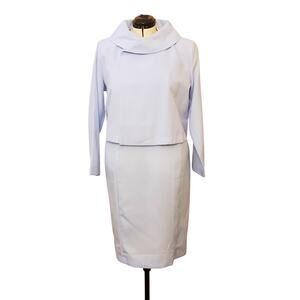 Vintage Bedford Fair Light Blue Wrap Crop Jacket Dress Set, Size XL